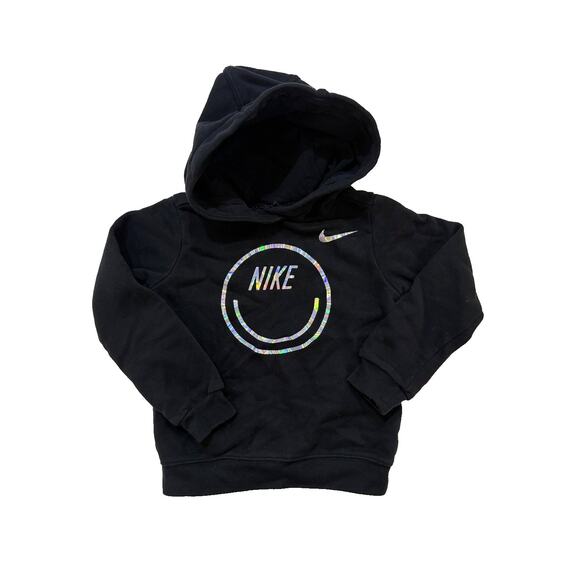 Nike Hoodie Toddler Boys 4T Black Holographic Logo Pullover Sweatshirt Kids - Picture 1 of 4